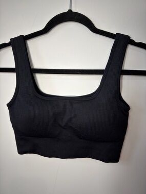 Ribbed Black Scoop Sports Bralette - Women Intimates